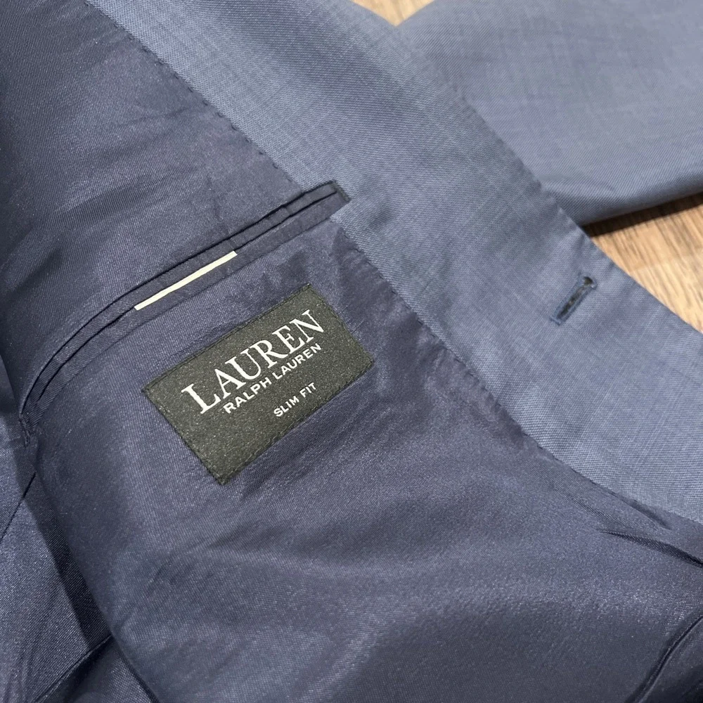 Lauren Ralph Lauren Black Label Slim Fit Mens Blue Jacket Blazer Size 42R Wool